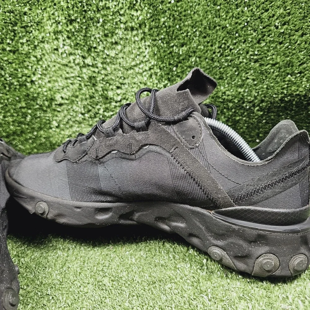 Nike React Element 55 Triple Black Athletic Sneakers BQ6166-008 Mens 12